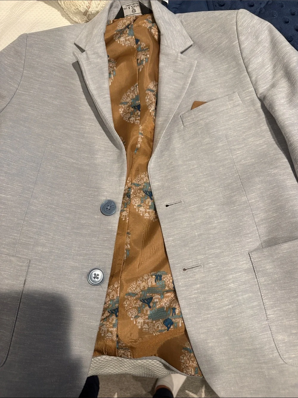 Light Gray boys Blazer with Decorative Lining